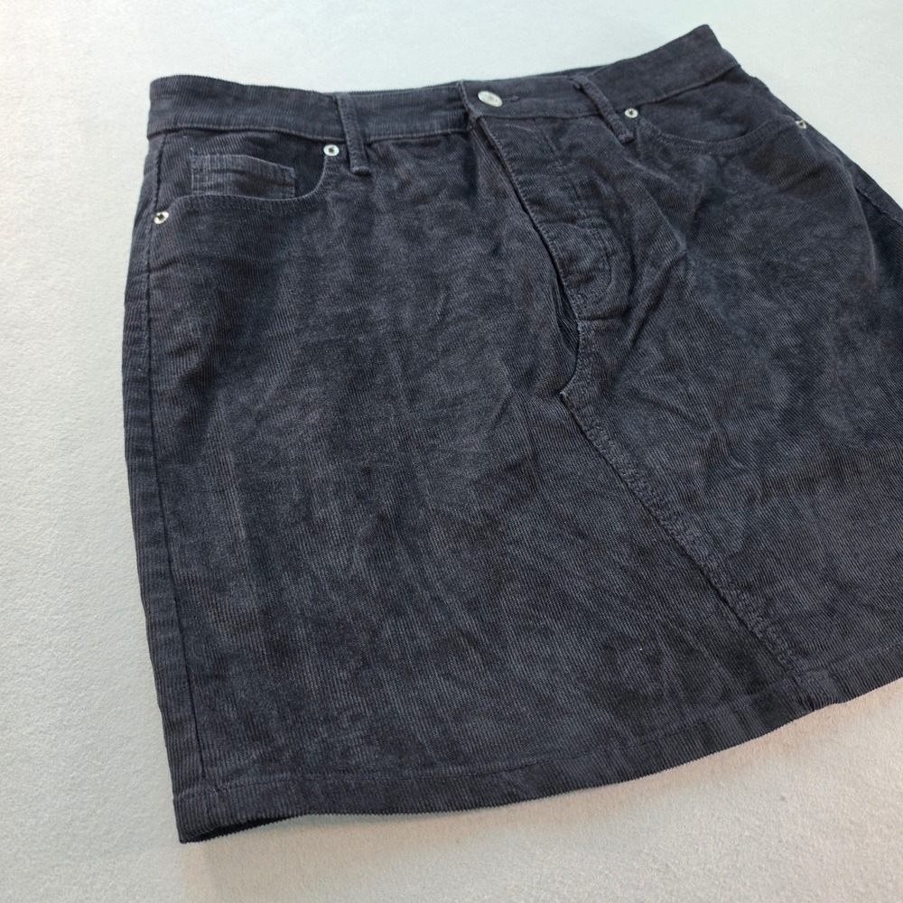 Black Corduroy Mini Skirt High Rise Button Fly Womens 10 Fall Classic Preppy